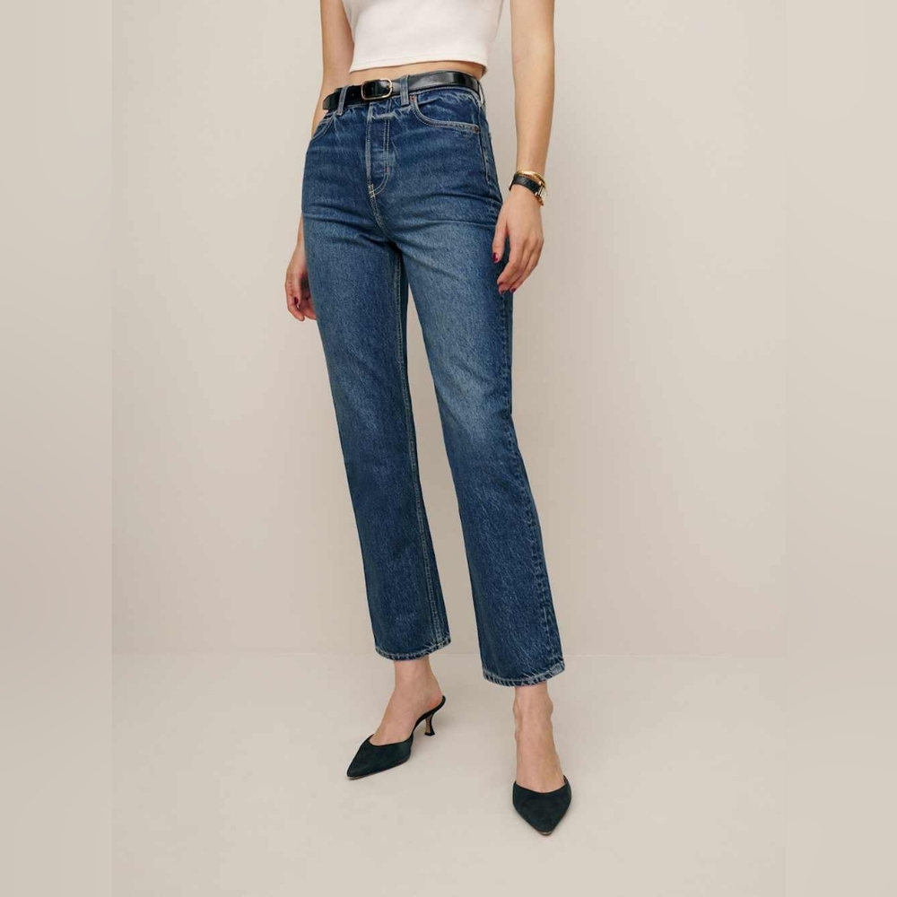 Cynthia Cropped High Rise Straight Jeans Size 28